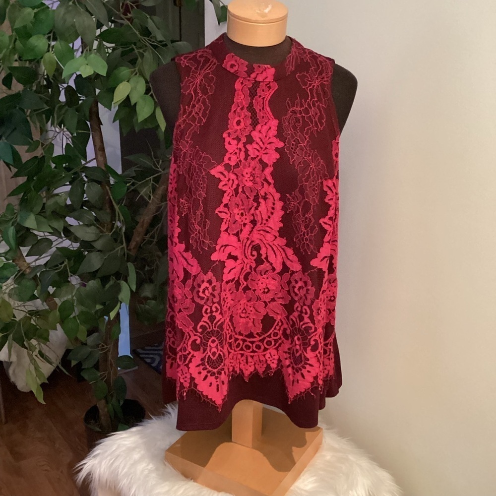 Maurice’s Woman’s Size 0 knit tank with contrast overlay and high neckli…